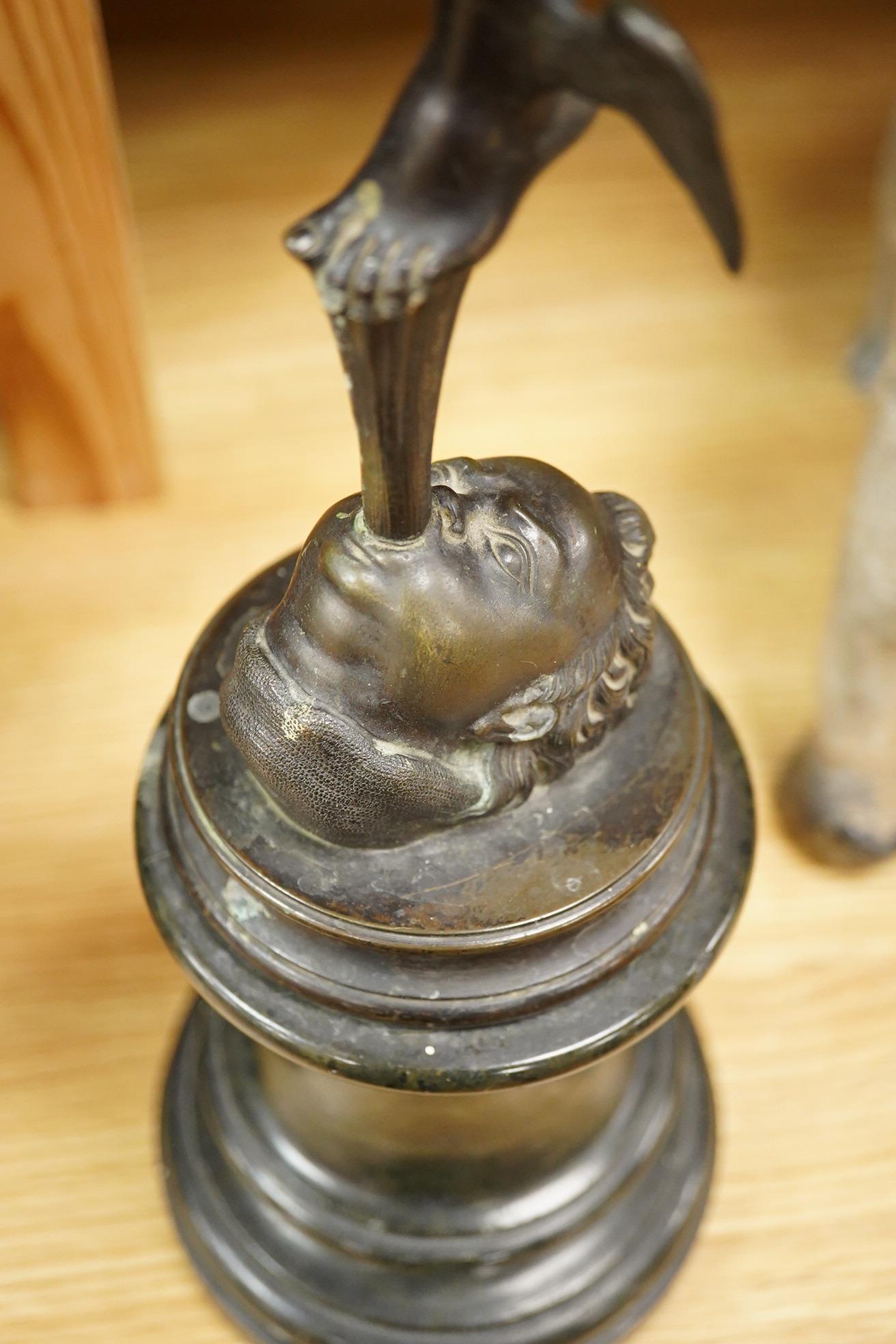 After Giambologna (Flemish, 1529-1608), a 20th Century bronze of Mercury, raised on green serpentine base, 61cm high